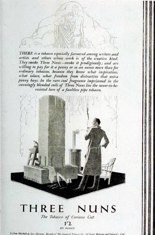 Реклама сигарет Three Nuns, 1927 год