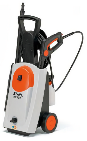 Дизайн минимойки Stihl RE 107 проще всего описать словом "винтажный", если вы понимаете, о чём я. Впрочем, трудяга это ещё тот!