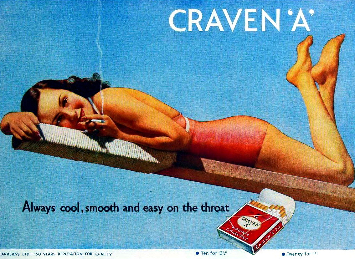 Реклама сигарет Craven A, 1939 год