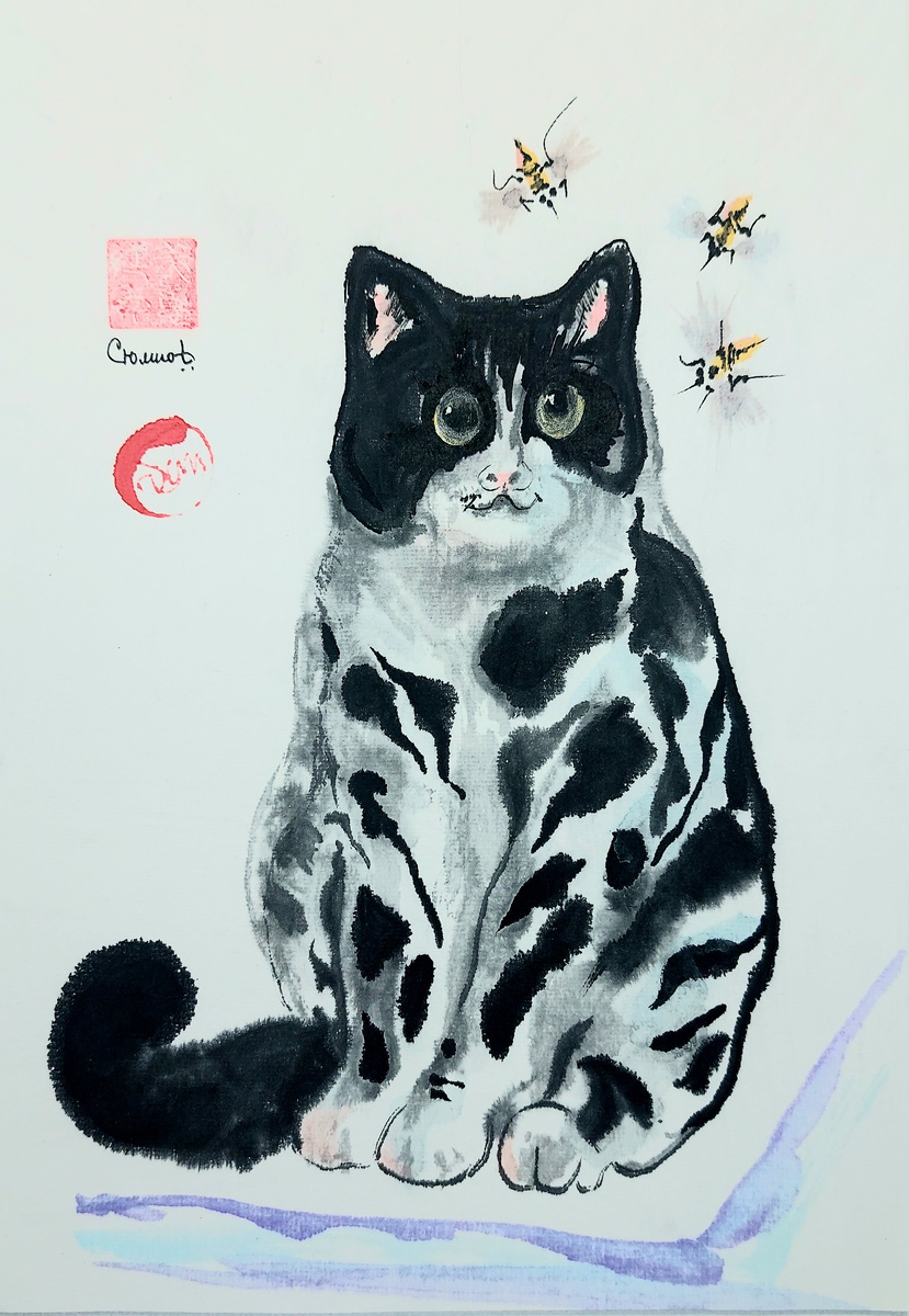 Кот Варсилий. Живёт у бабушки Сюмики. Рисунок автора.