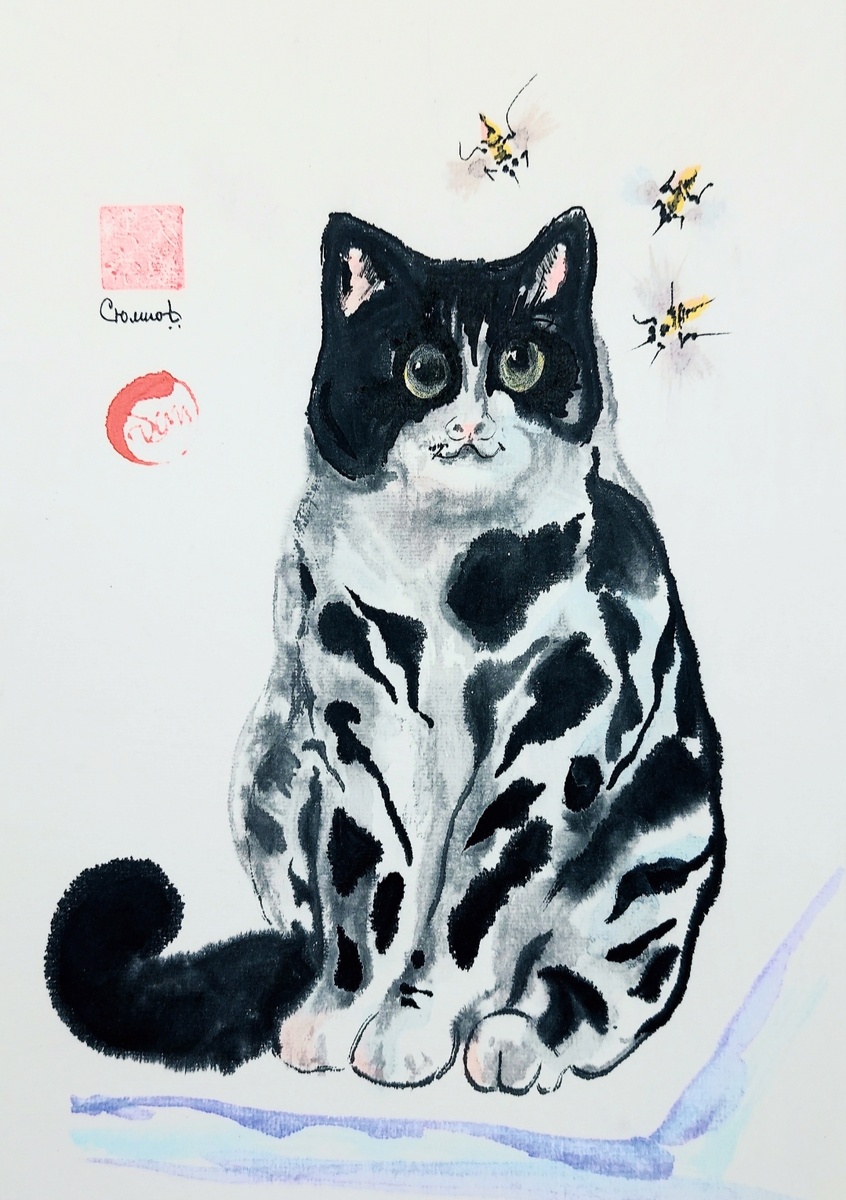 Кот Варселий. Живёт у бабушки Сюмики. Рисунок автора.