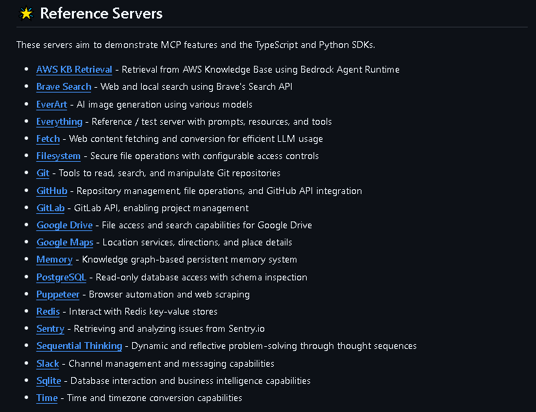 Список MCP серверов