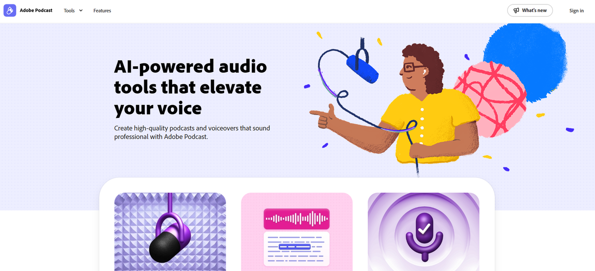 Профессиональное звучание одним кликом: интерфейс Adobe Podcast AI для улучшения речи