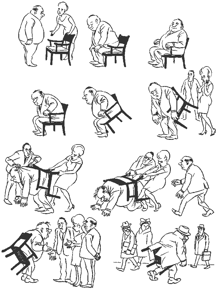 МИНИ-КОМИКС ОТ ХУДОЖНИКА-КАРИКАТУРИСТА ХЕРЛУФА БИДСТРУПА " СТУЛ "