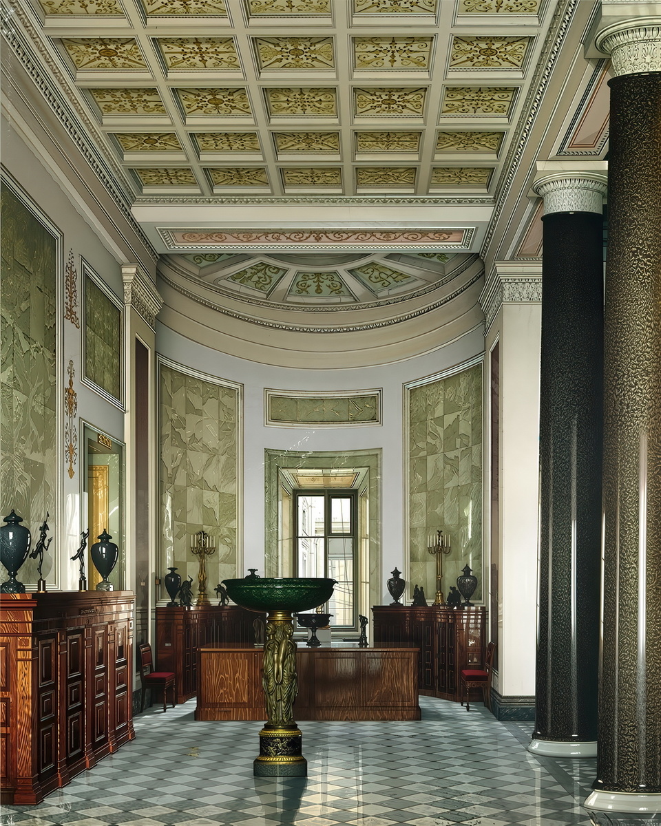 Новый Эрмитаж. Овальный зал. Акварель Константин Ухтомский.