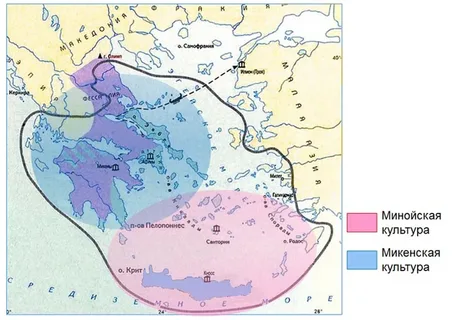 карта минойской и микенской культур