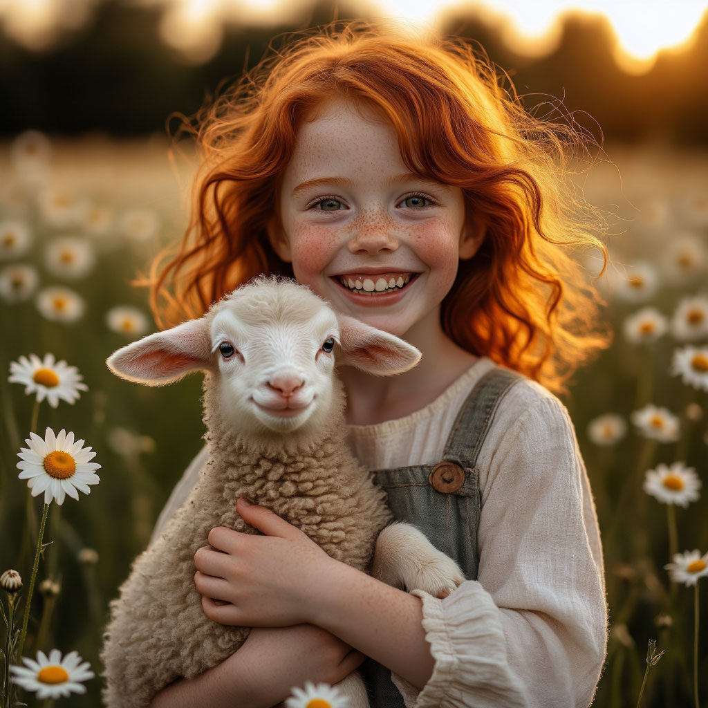 Девочка с ягненком на руках