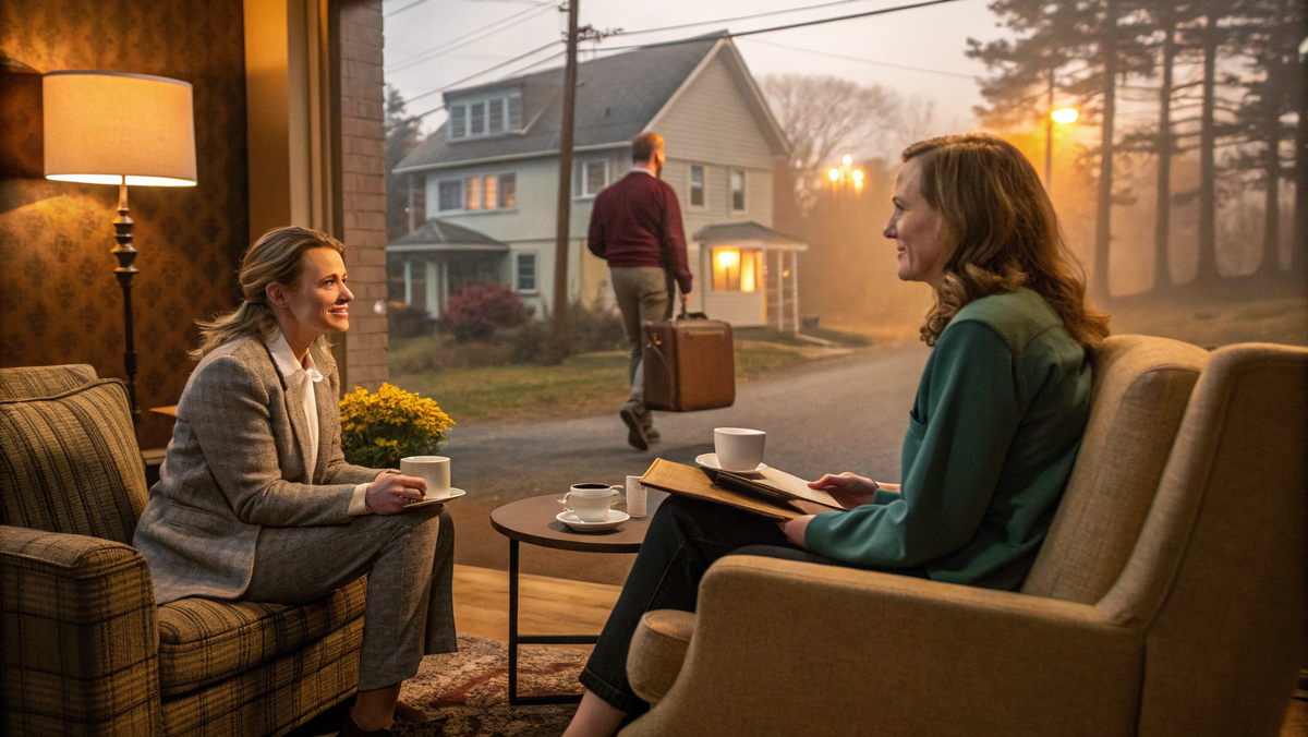 классика жанра: муж средних лет вдруг решает, что жизнь проходит мимо, уходит к молодой и яркой, а потом... возвращается с виноватым видом и чемоданом