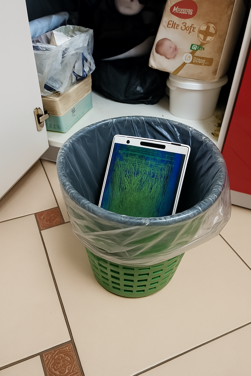 Хорошо, что не успели завалить сверху банками от йогурта и картофельными очистками.