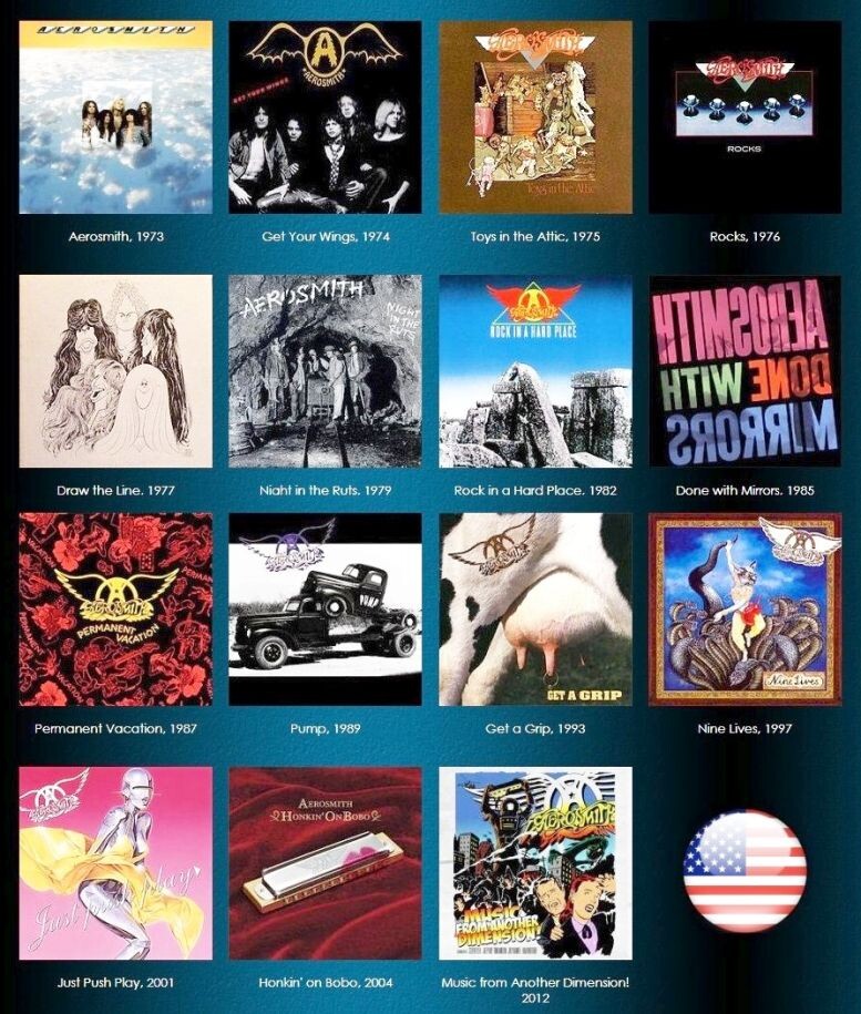 Все студийные альбомы Aerosmith 1973-2012 гг.