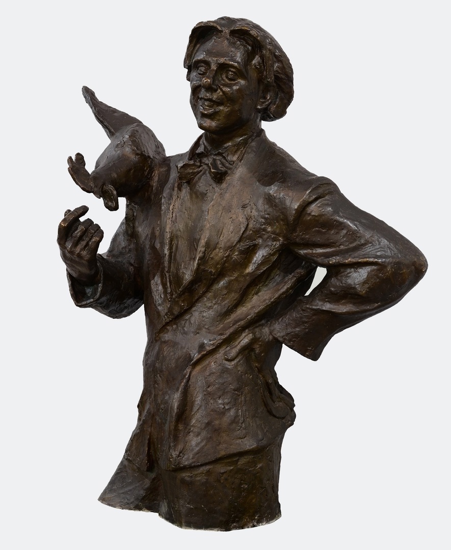 Мильбергер Михаил Иосифович Олег Попов с петухом (1955-1961, бронза, литьё)