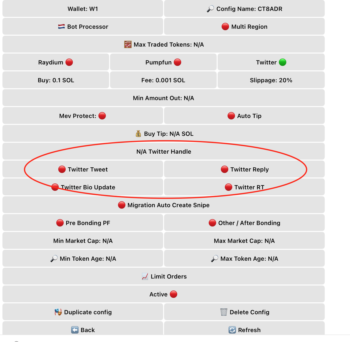 Основные настройки снайпинга Твиттера