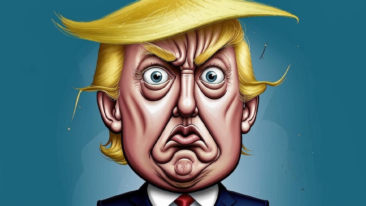 Дональд Трамп в мультяшном карикатурном стиле