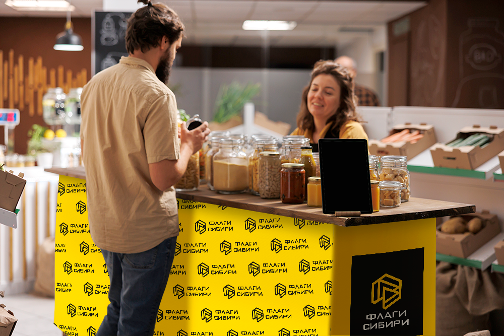 Вариант брендированной скатерти-чехла для прямоугольного стола