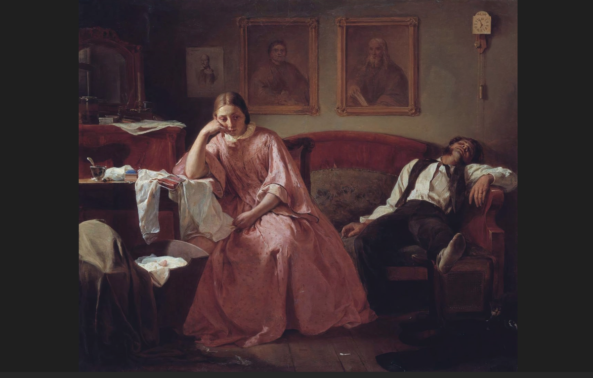 Николай Кошелев. «Первое число (сцена из чиновничьего быта)», 1862.