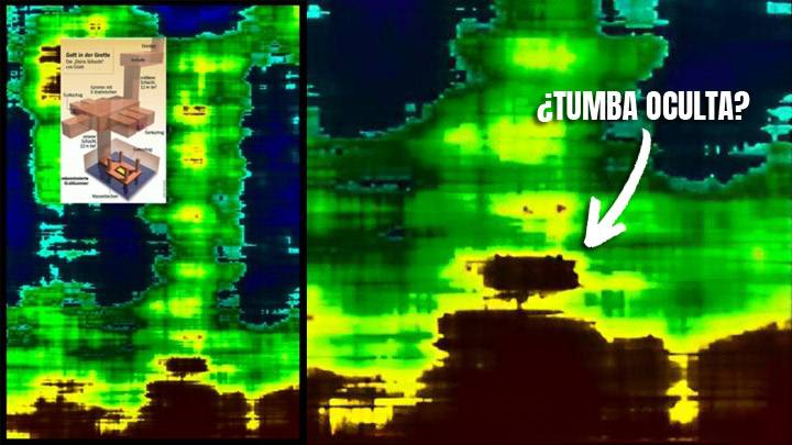 Гробница Осириса в Гизе, обнаруженная в 1990-х годах, представляет собой подземное сооружение, расположенное недалеко от Великой пирамиды. Эта гробница представляет комплекс колодцев и камер, выдолбленных в скале. Недавно обнаруженная неизвестная камера якобы содержит саркофаг, окруженный водой. Изображение: Проект Kefrén SAR.