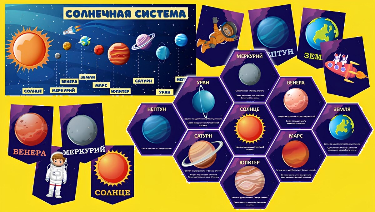 Планеты. Флажки, гексы и плакат.