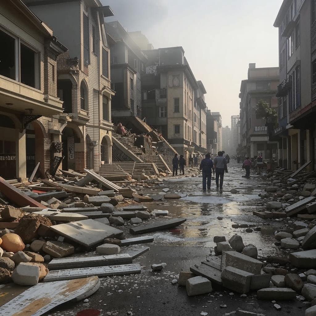 Паника и хаос, царящие в пострадавших районах. 