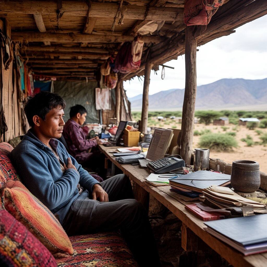 Так по мнению ИИ выглядят трудовые кочевники... ну что ж... иногда похоже на правду)