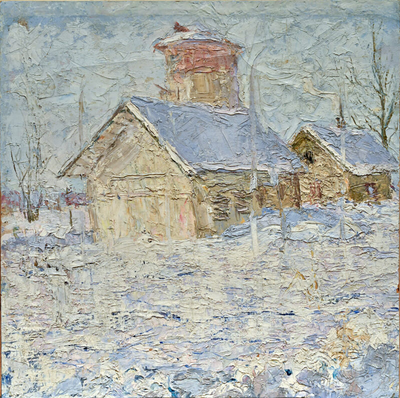 Зима. 1908 г., материалы: картон, масло, размеры: 45,5 х 43,8 см. Источник: фото из Интернета.