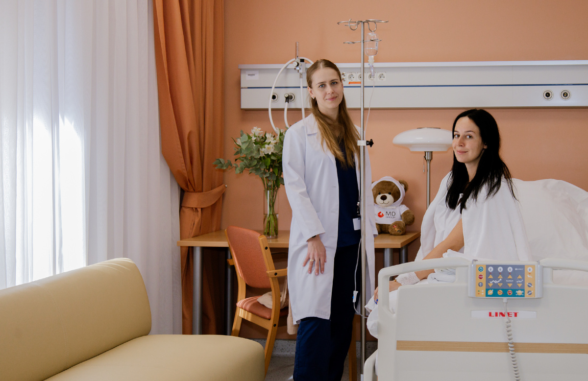 Палата отделения беременности высокго риска КГ MD GROUP на Севастопольском ГК "Мать и дитя".