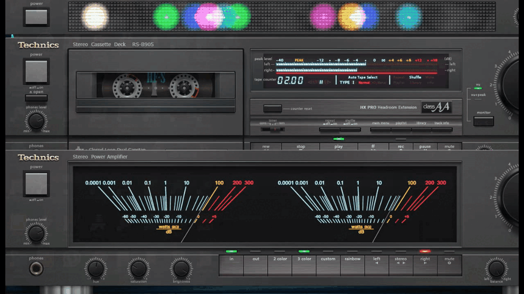 Одна из тёмных тем кассетника.