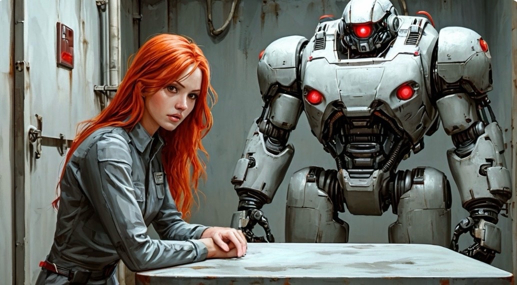 Кэтрин в предварительной тюрьме перед отправкой на базу-колонию. 