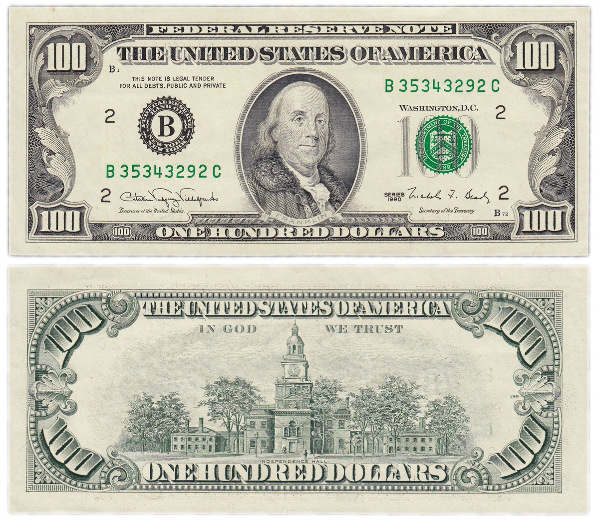 Старая купюра доллара образца 1990 года
