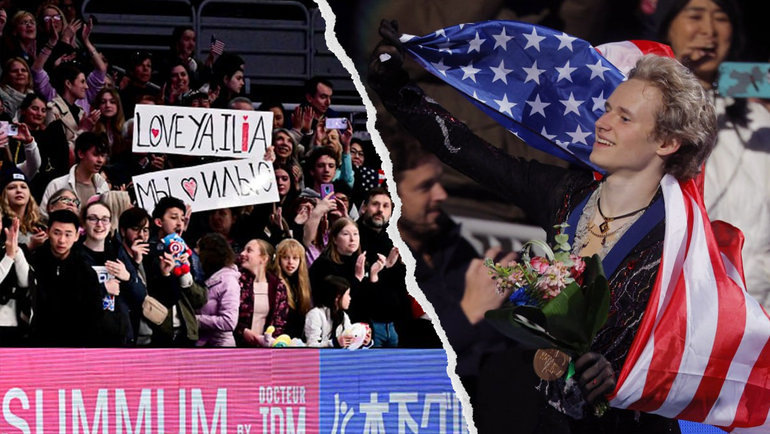    Американский фигурист Илья Малинин и его фанаты.Global Look Press Reuters