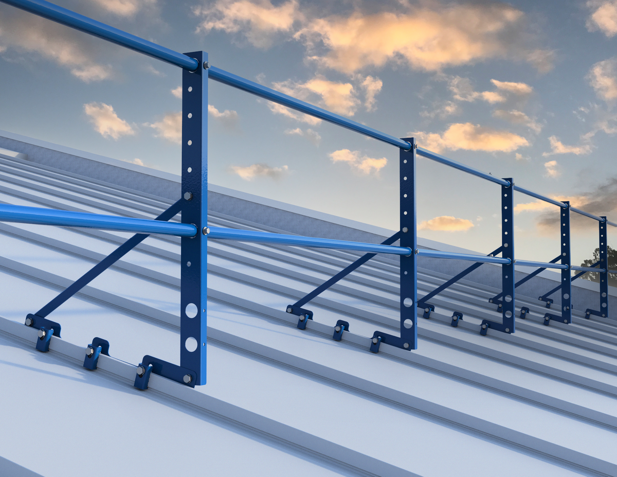 Ограждение DECO на фальц. Обратите внимание на уши у опоры. 