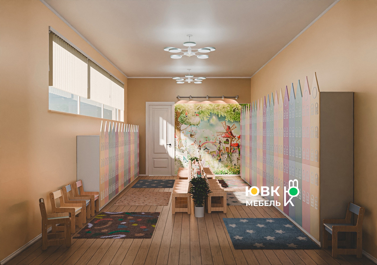 шкафчики в раздевалку в форме сказочных домиков. Одноярусные и двухъярусные шкафчики.