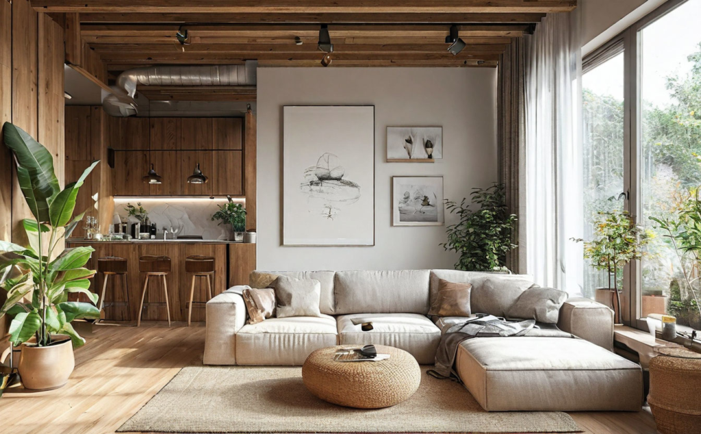    Дизайн однокомнатной квартиры с мебелью в стиле минимализм Keri