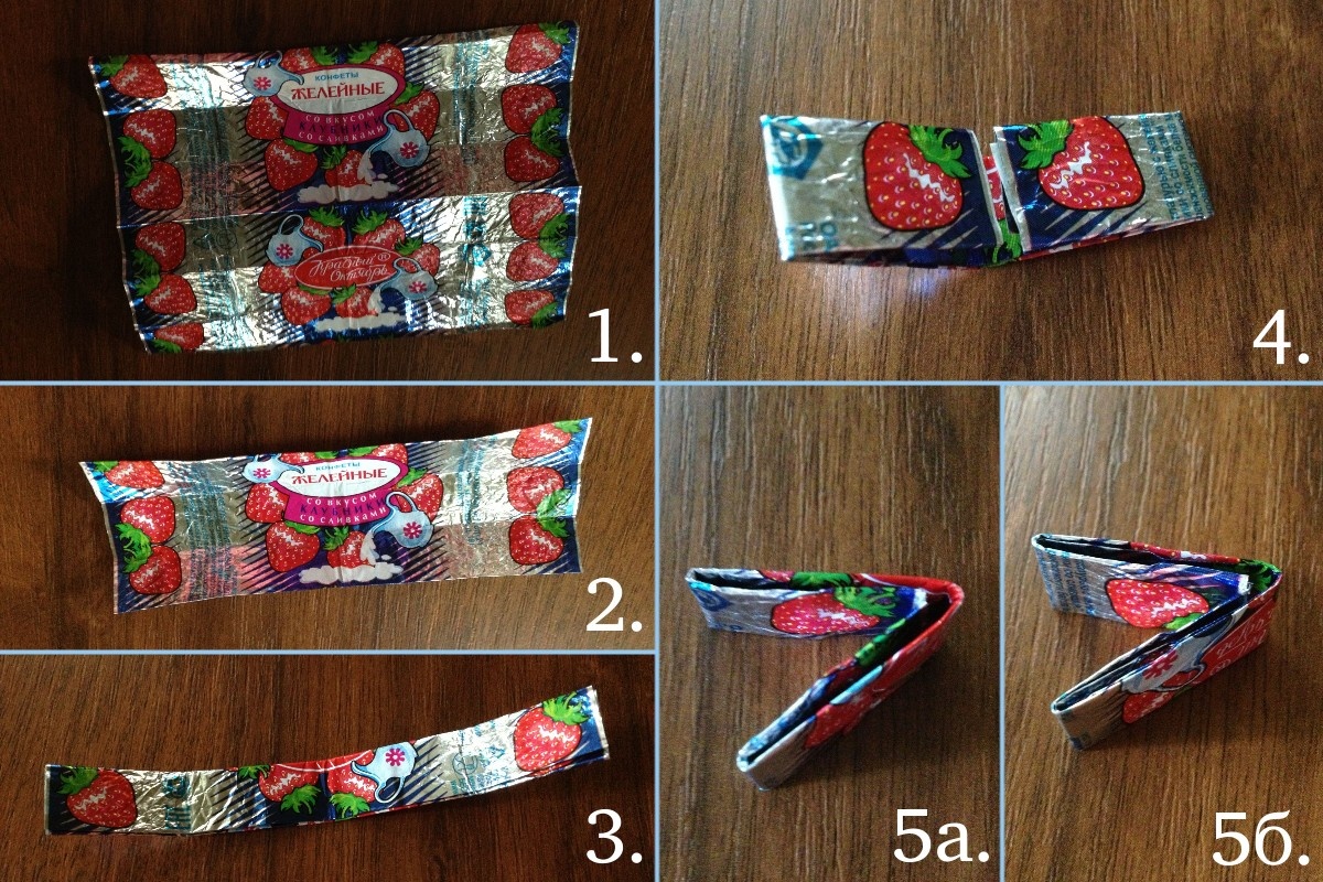 Модуль для плетения - этапы складывания и результат с двух сторон (5а и 5б)