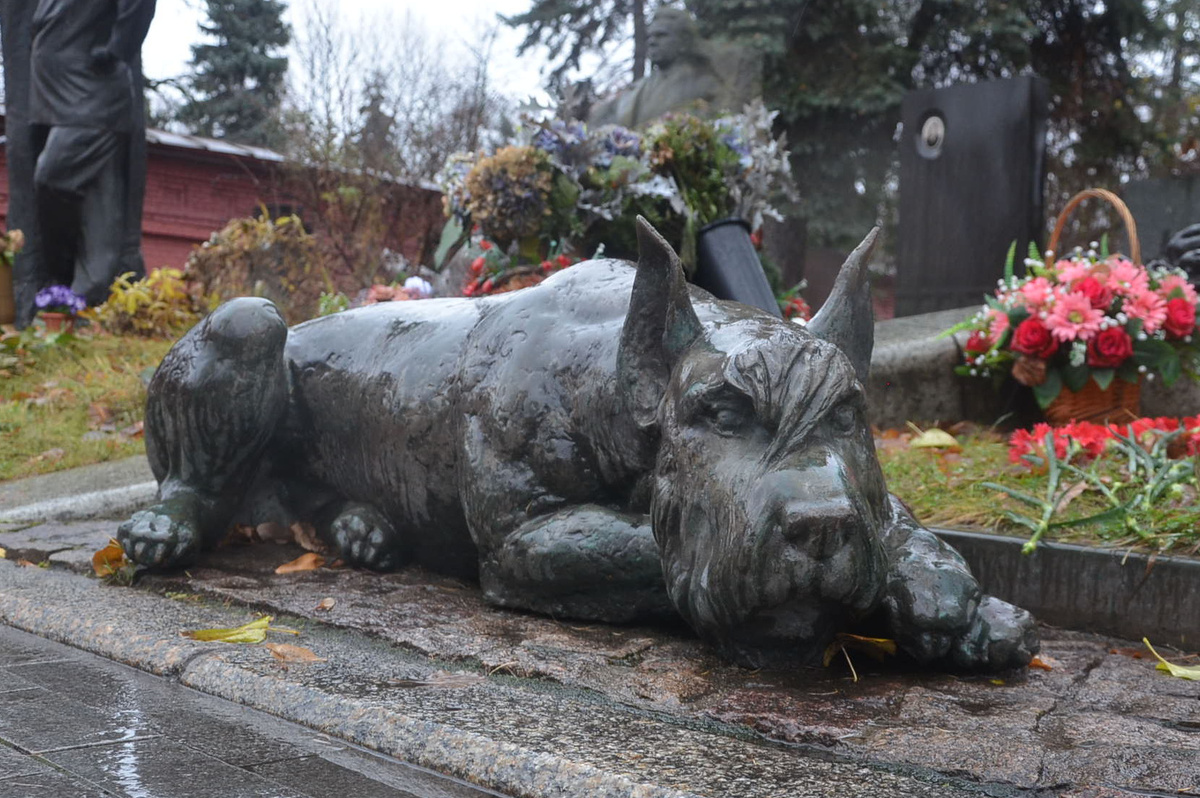 Рядом с Артистом — верный ризеншнауцер Фёдор, добавляющий композиции теплоты и уюта. Фото автора