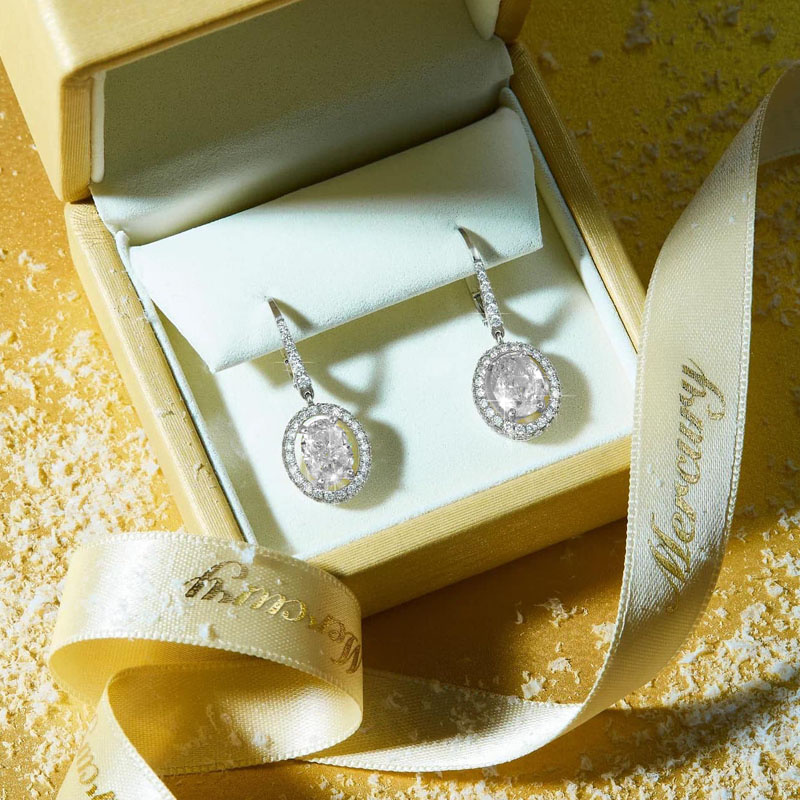 Серьги Mercury Classic из белого золота с бриллиантами