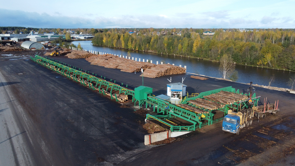 Линия сортировки бревен в АО "Белый Ручей"