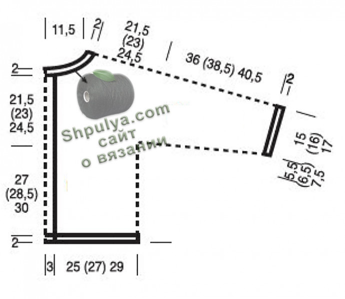 Выкройка вязаного пуловераспицами