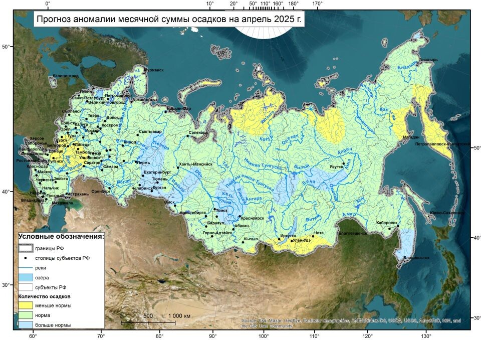    Вероятностный прогноз на апрель-2025. Источник: meteoinfo.ru