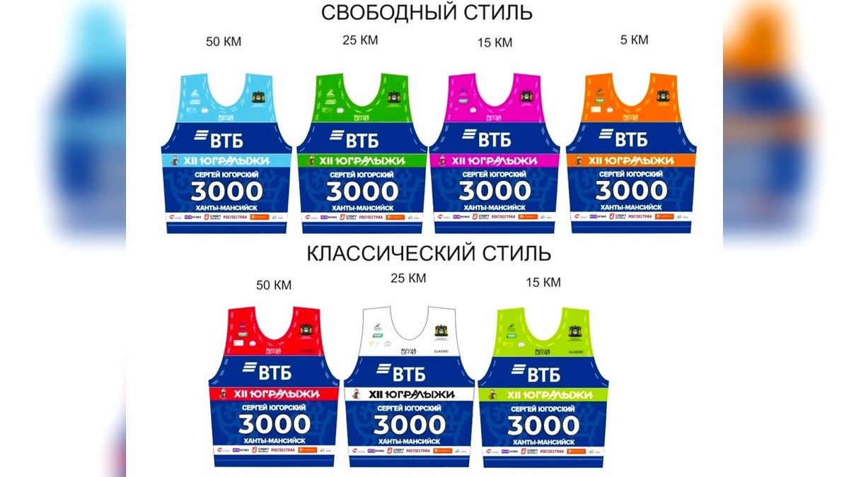    Участники Югорского лыжного марафона получат стартовые майки разного цвета