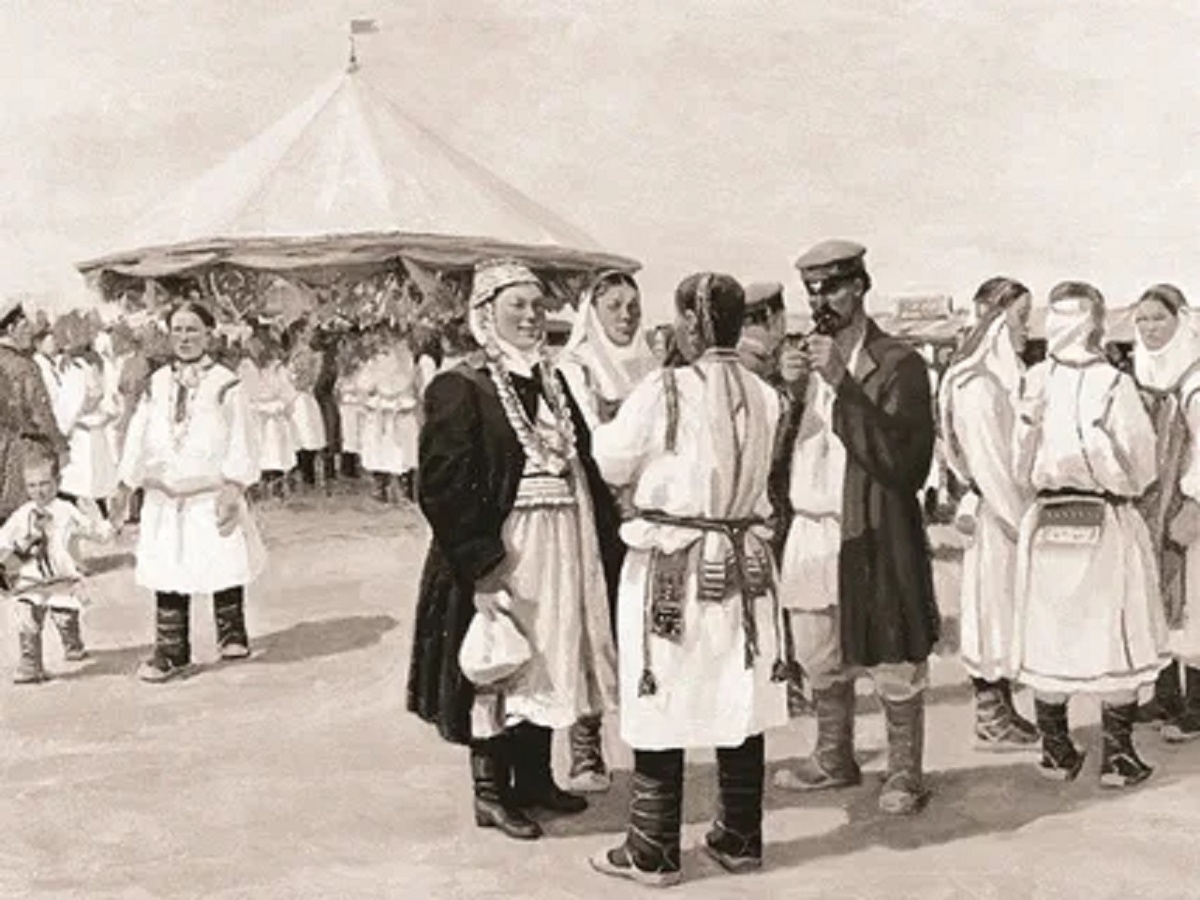 У карусели. Худ. В.П. Бычков. 1908 г.