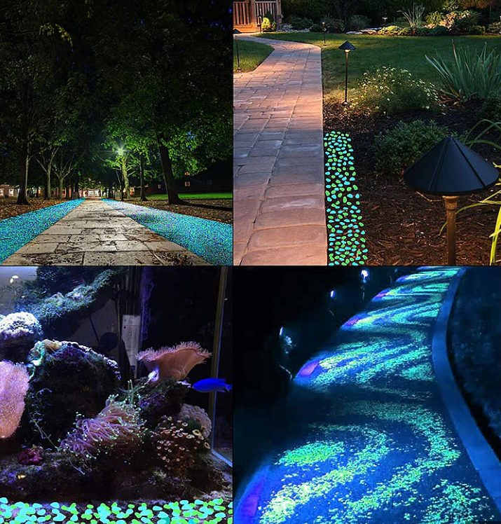 Светящиеся камни вдоль садовых дорожек 