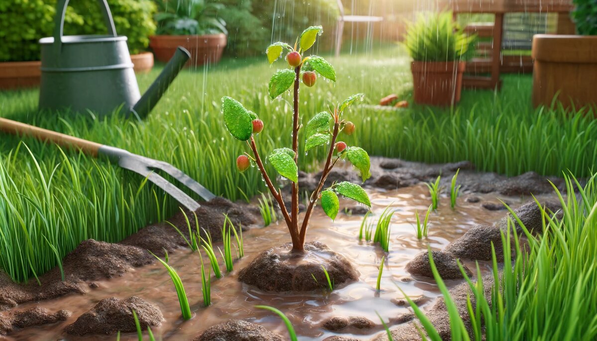 Чрезмерный полив саженца