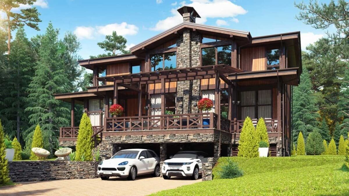 Двухэтажный загородный дом по проекту "Харли" компании NATURI