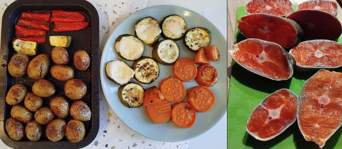 Меню при этом достаточно разнообразное, иногда баловали себя и рыбкой такой