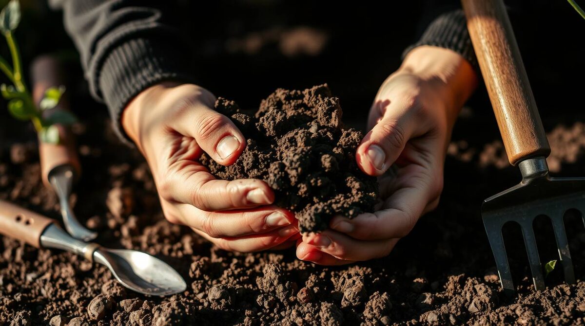 Главный тест готовности почвы — земля должна легко крошиться в руках, а не слипаться комками.
