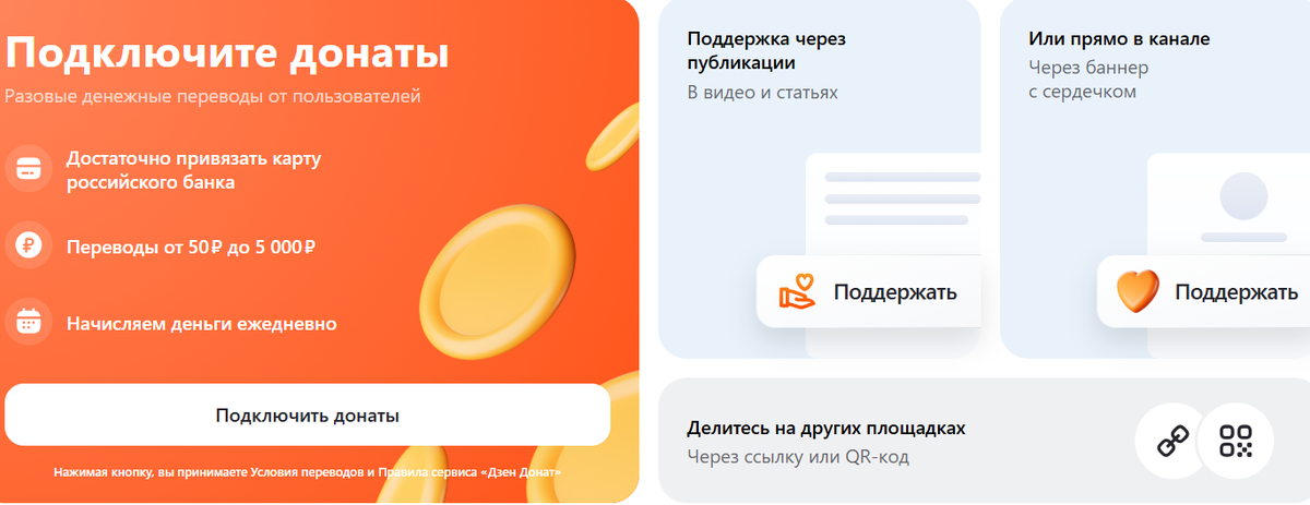 Пишут, что поддержать можно через публикации или прямо в канале 