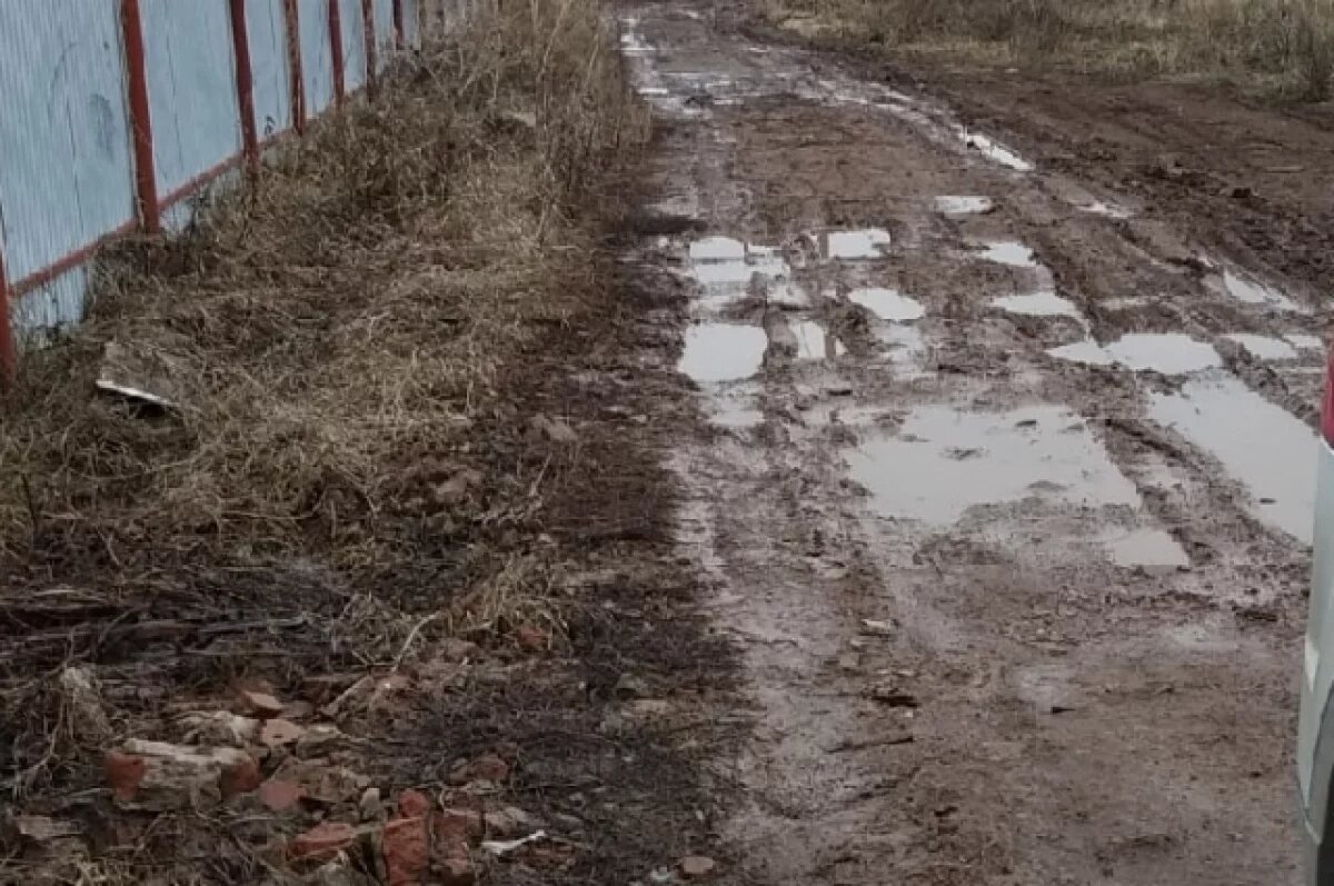    Детям приходится идти в школу по колено в грязи.