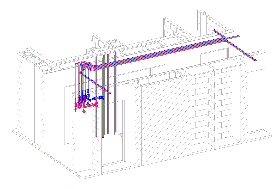 Разводка водоснабжения под потолком (в соответствии с требованиями Заказчика по одному из разработанных нами Жилому Комплексу)