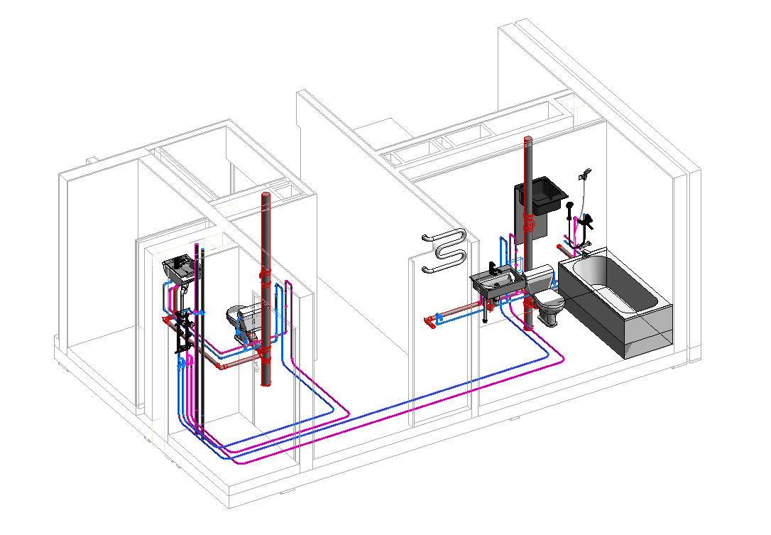 Разводка водоснабжения в полу с поквартирной разводкой (в соответствии с требованиями Фонда Реновации г. Москвы)