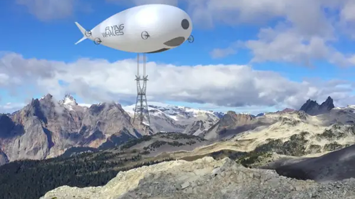 На фотографии: грузовой дирижабль LCA60T компании Flying Whales с электрической вышкой на борту. Источник фото: https://translated.turbopages.org/proxy_u/en-ru.ru.e7d0a5bb-67ee19d0-c083e3ad-74722d776562/https/www.businessinsider.com/flying-whales-lca60t-airship-can-move-cargo-without-landing